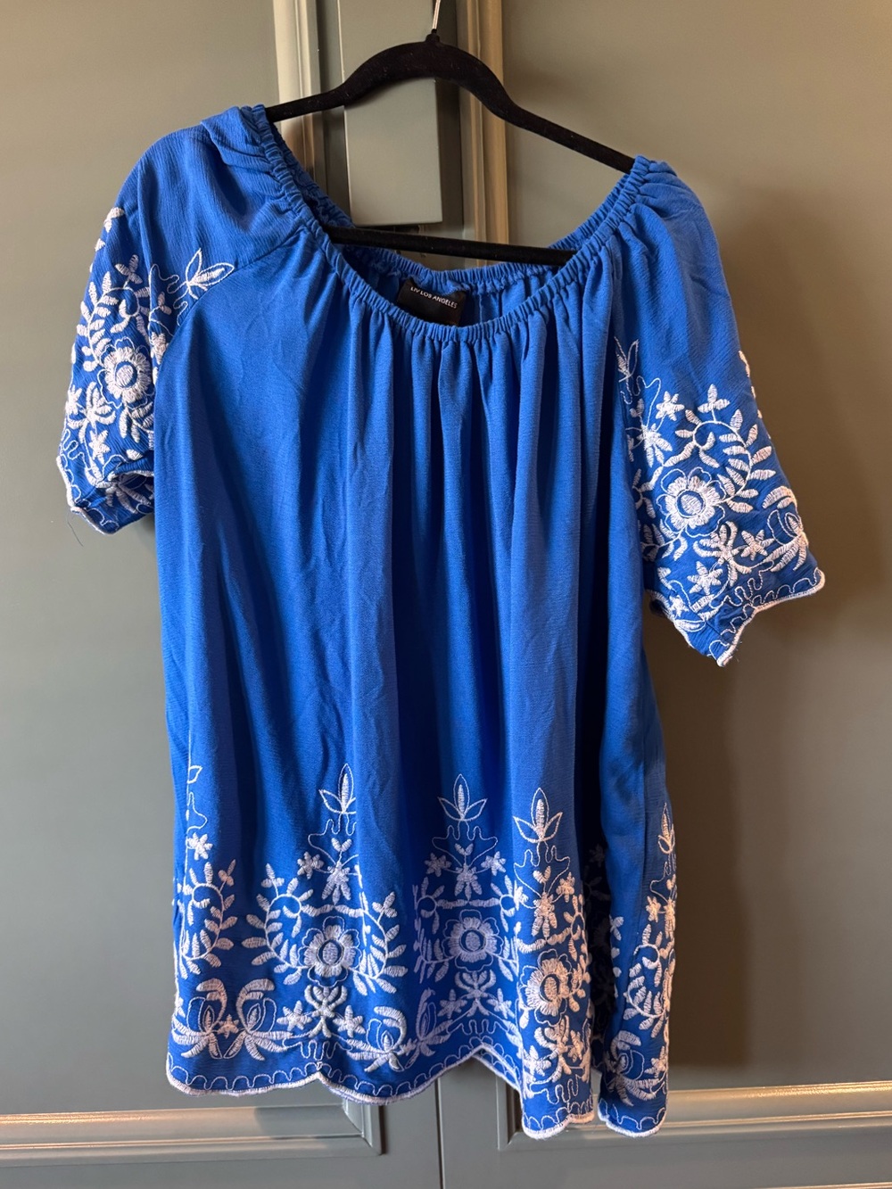 NWOT Blue Embroidered Women's Top